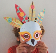 Papírová maska pro děti - páv