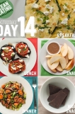 Pro detailní rozpis receptů a zobrazení přípravy klikněte na stránky [http://www.buzzfeed.com/christinebyrne/clean-eating-challenge-day-14#2bkvxjh www.buzzfeed.com v angličtině zde]