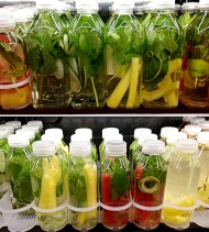 Zdravý dietní nápoj - voda s bylinkami, ovocem a zeleninou