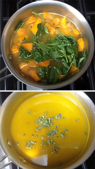 Recept na dýňovou polévku se špenátem